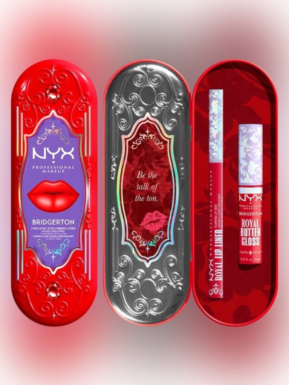 NYX Bridgerton Red Royal Lip Set - Red & Silver Accents